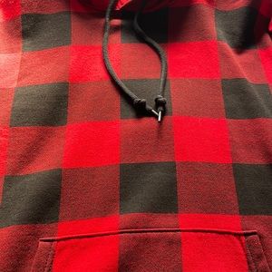 Red and black hoodie sweater being size small never ever been worn brand new